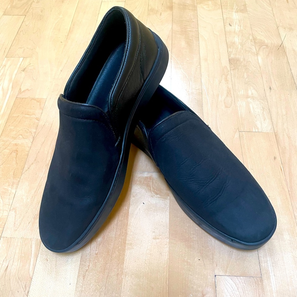 RAG & BONE Black sz. 46 NUBUCK LEATHER SLIP-ON MENS SHOES
